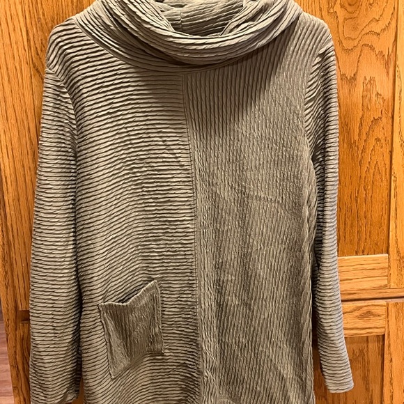 ONE WORLD Sweaters - Ribbed Gray Cowl Neck Sweater
